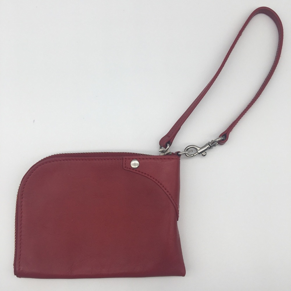 Gap Red Leather Wristlet Wallet w Zipper Closure